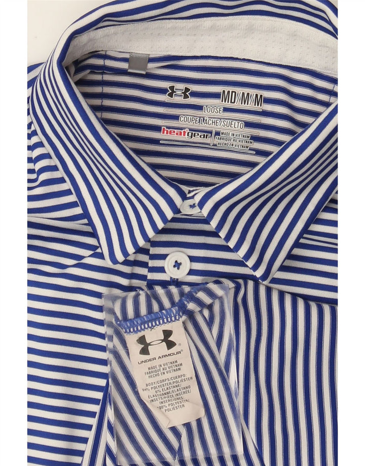 Under Armour Polo Heat Gear Homme Bleu Moyen Fines Rayures Polyester