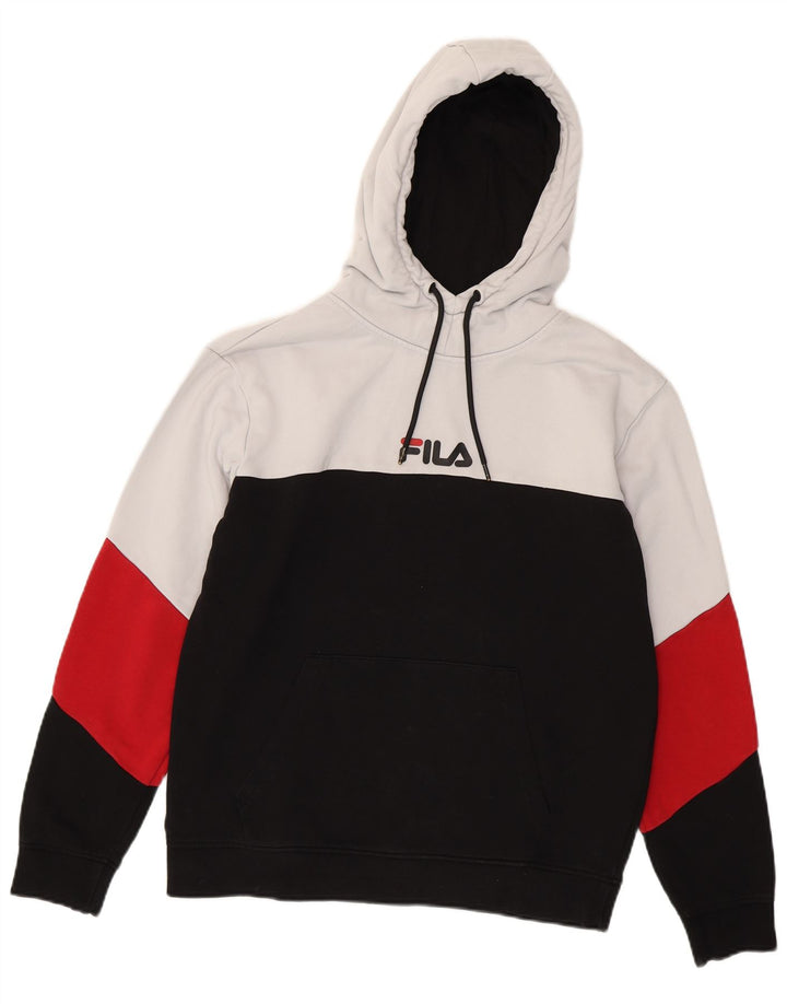 Fila Pull à capuche en coton color block noir moyen pour homme