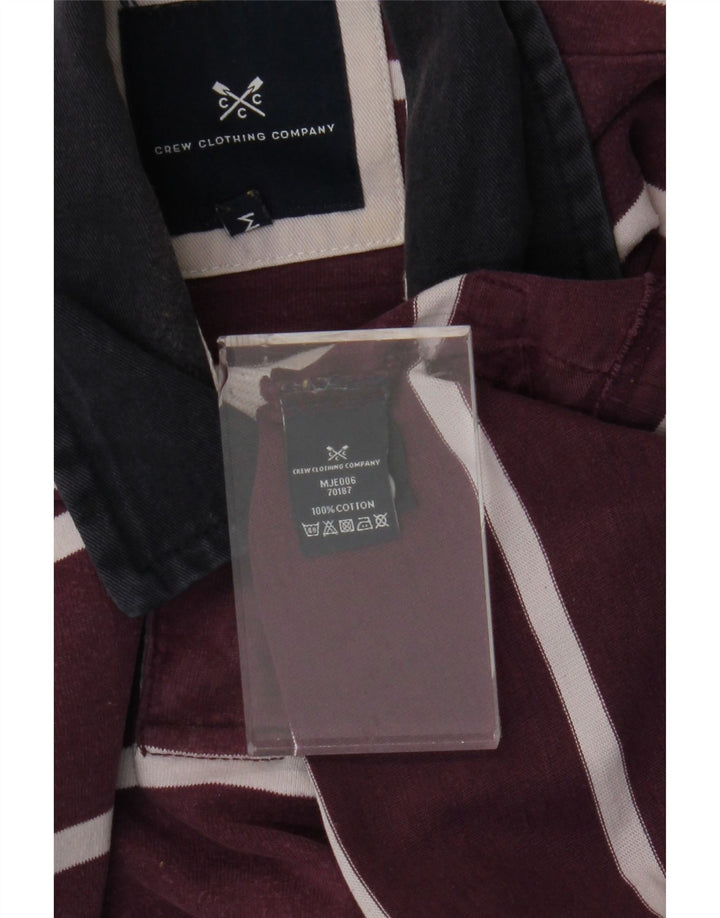 CREW CLOTHING Mens Long Sleeve Rugby Polo Shirt Medium Purple Striped