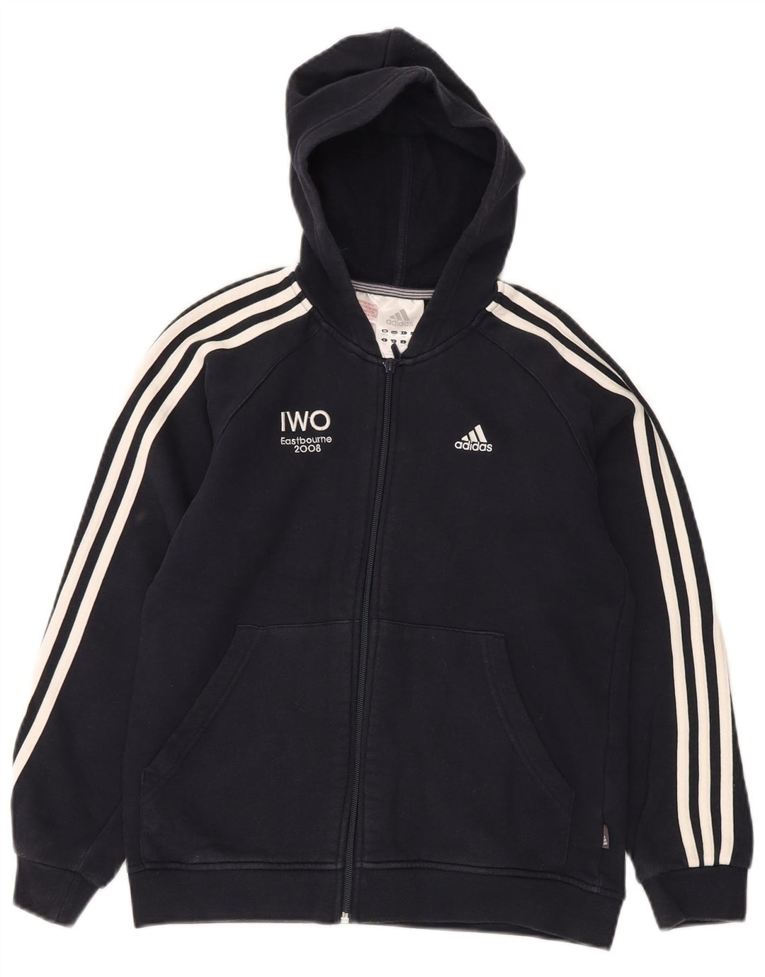 ADIDAS Pull à capuche zippé garçon 11-12 ans Bleu marine Coton