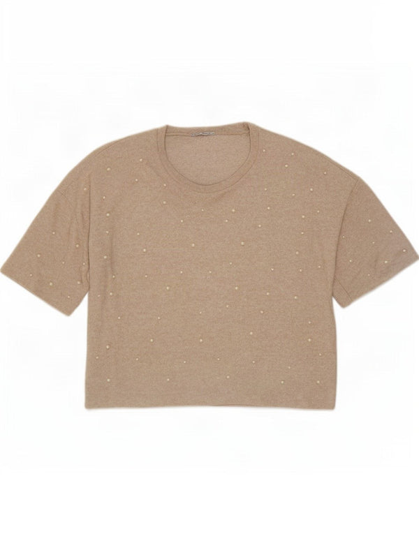 Zara Femmes Trafaluc Blouse Oversize Top UK 10 Petit Beige Taché