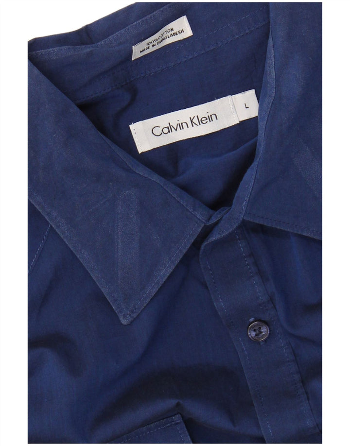 CALVIN KLEIN Chemise Homme Large Bleu Coton