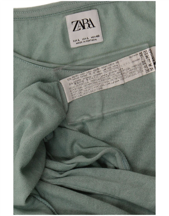 Zara Homme T-Shirt Top Large Vert Coton