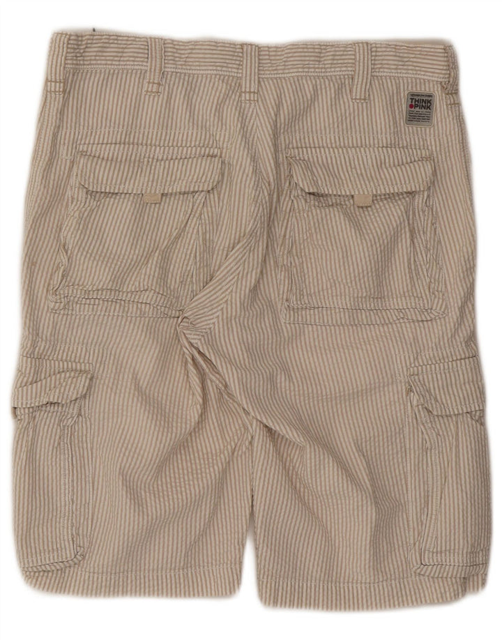 Think Pink Short Cargo Homme W32 Grand Coton Rayé Beige