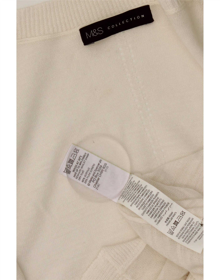Marks & Spencer Pull cardigan ouvert long pour femme UK 14 Blanc moyen