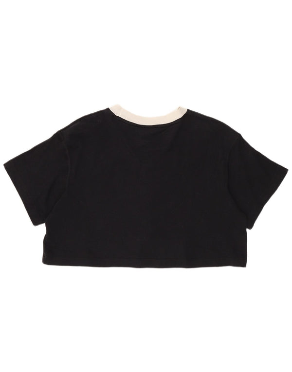 Nike Womens Crop T-Shirt Top UK 10 Petit Noir Colorblock