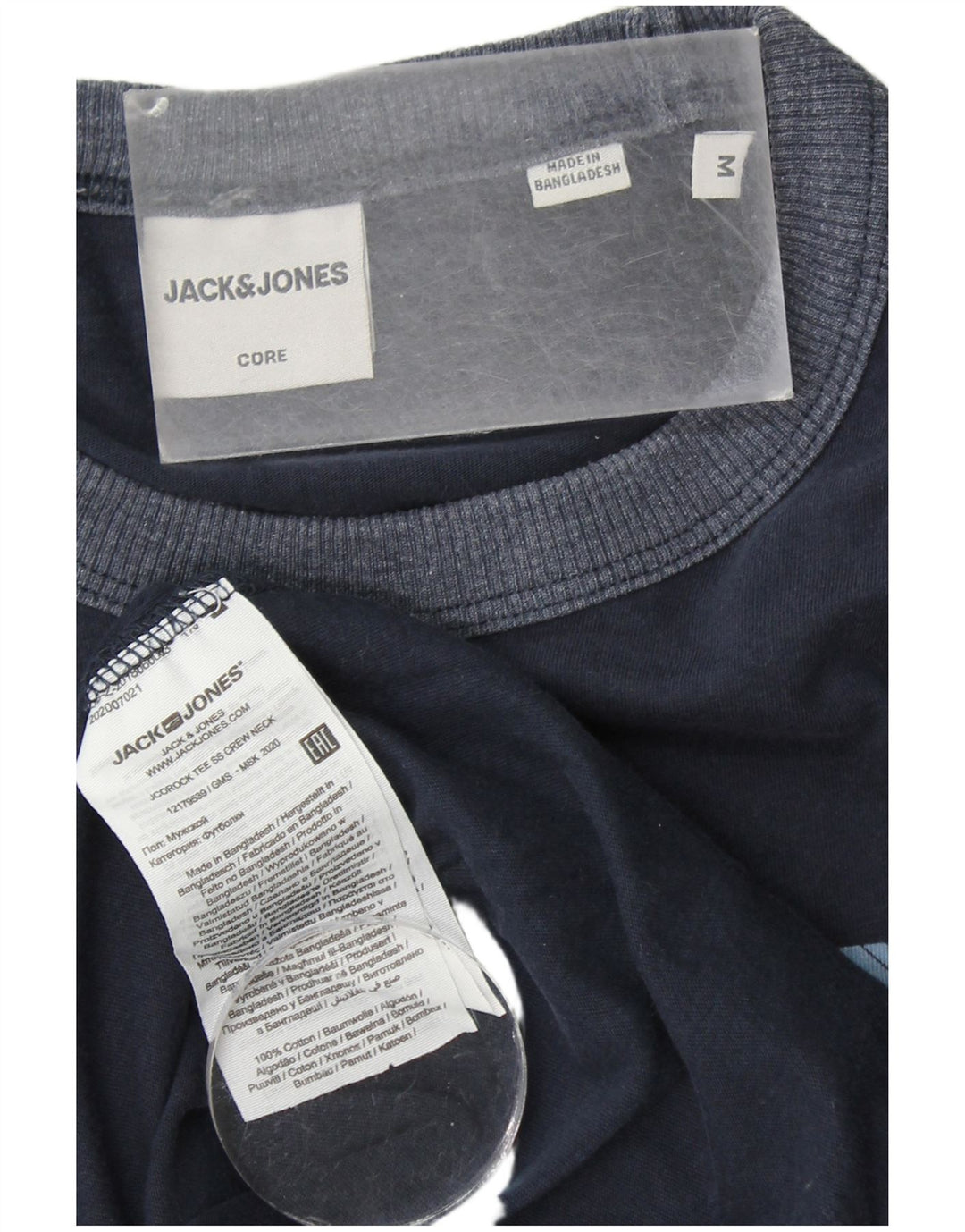 JACK & JONES T-Shirt Graphique Homme Bleu Marine Moyen Coton