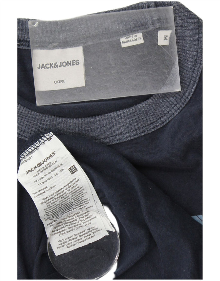 JACK & JONES T-Shirt Graphique Homme Bleu Marine Moyen Coton