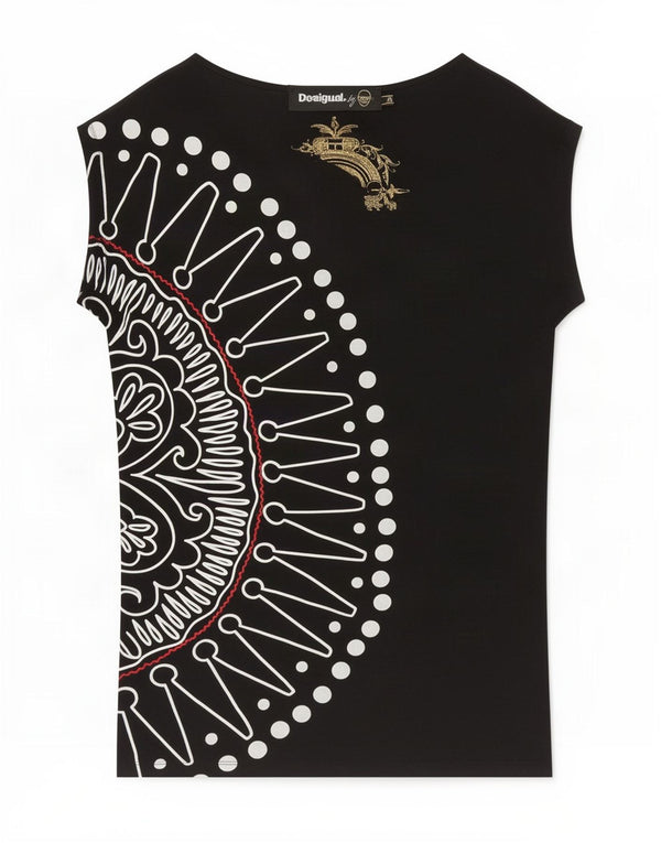 Desigual T-Shirt Graphique Femme UK 14 Medium Noir Floral