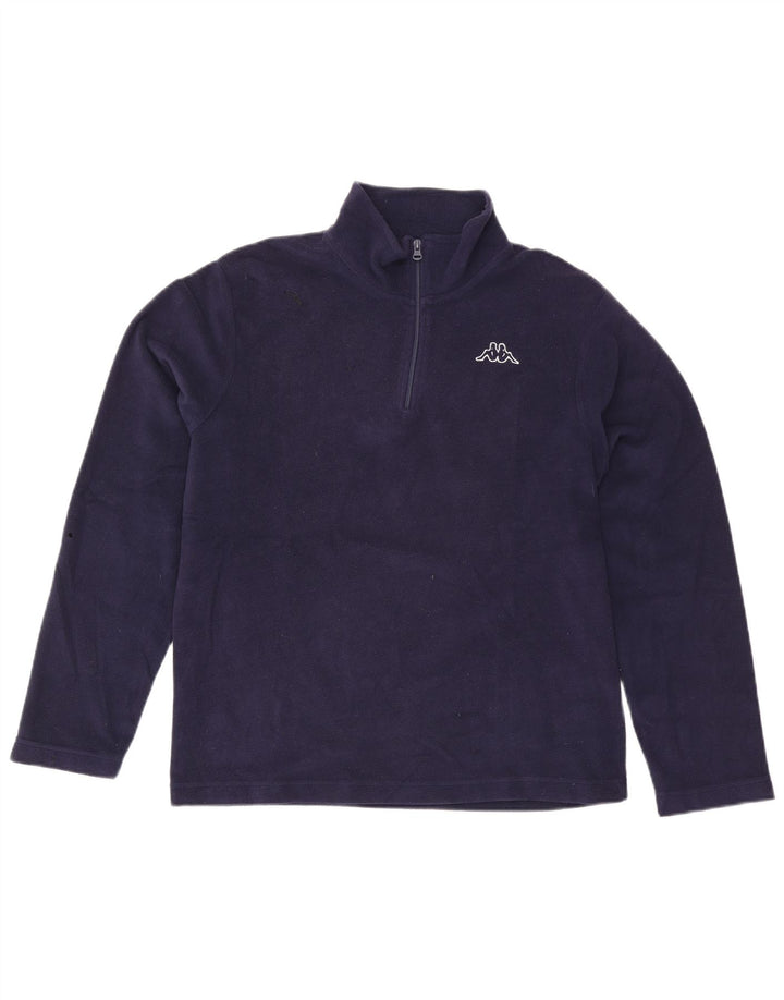 Kappa Pull polaire à col zippé pour homme, grand, bleu marine, polyester
