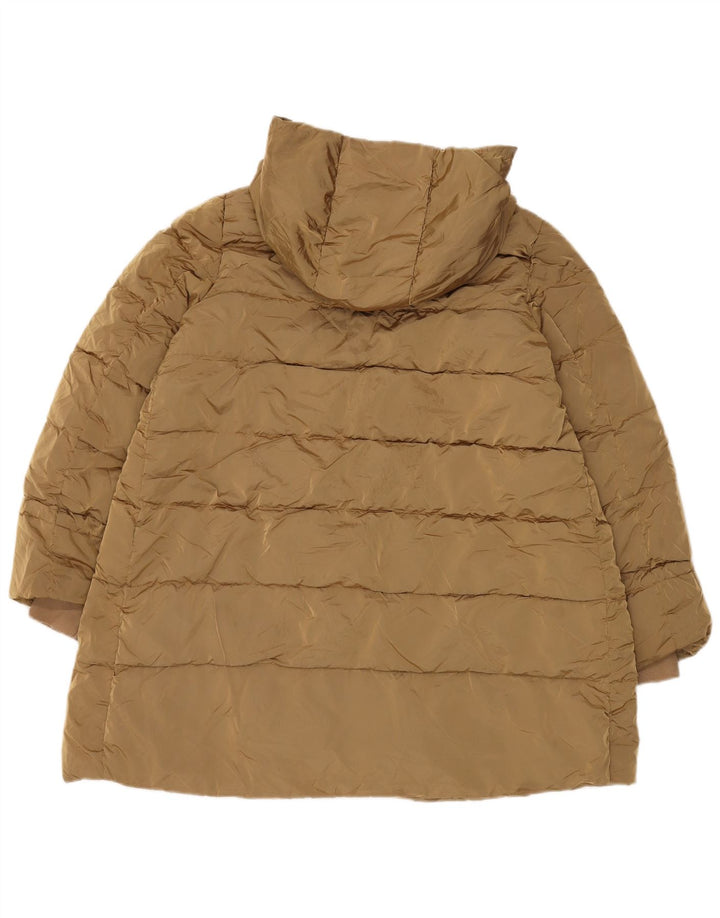 Zara Veste matelassée surdimensionnée à capuche pour femme UK 14 Medium Kaki Polyamide