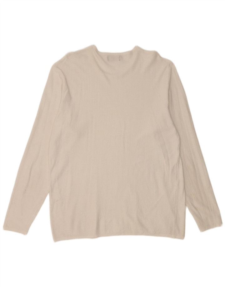 Zara Femme Top Manches Longues UK 18 XL Blanc Chevrons