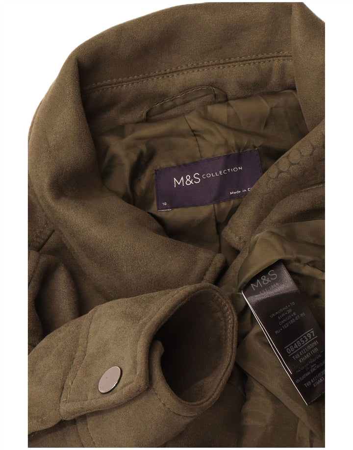 Marks & Spencer Veste Bomber Femme UK 10 Petit Kaki Polyester