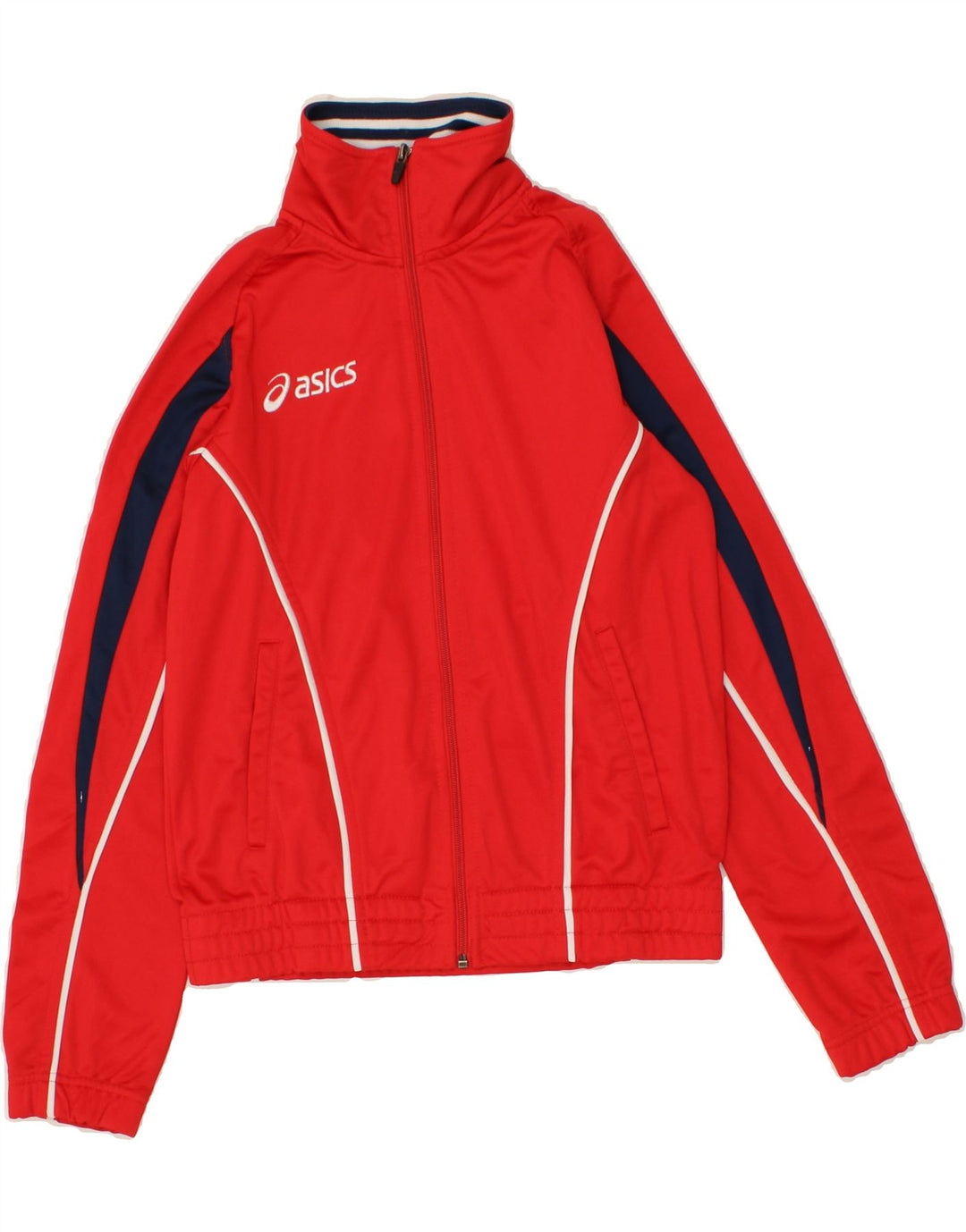 ASICS Boys Graphic Tracksuit Top Jacket 11-12 Years Red Polyester Vintage Asics and Second-Hand Asics from Messina Hembry 