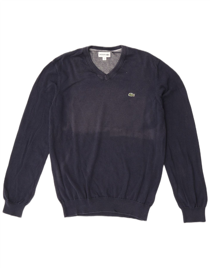 Lacoste Pull col V pour homme Taille 4 Coton bleu marine moyen