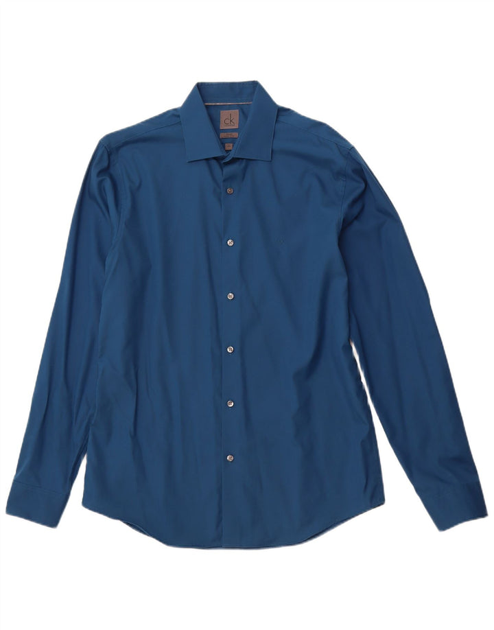 CALVIN KLEIN Chemise ajustée pour homme Taille 40 15 3/4 Bleu moyen