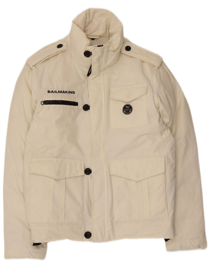 North Sails Veste matelassée militaire Sailmakers pour homme UK 40 Large Blanc