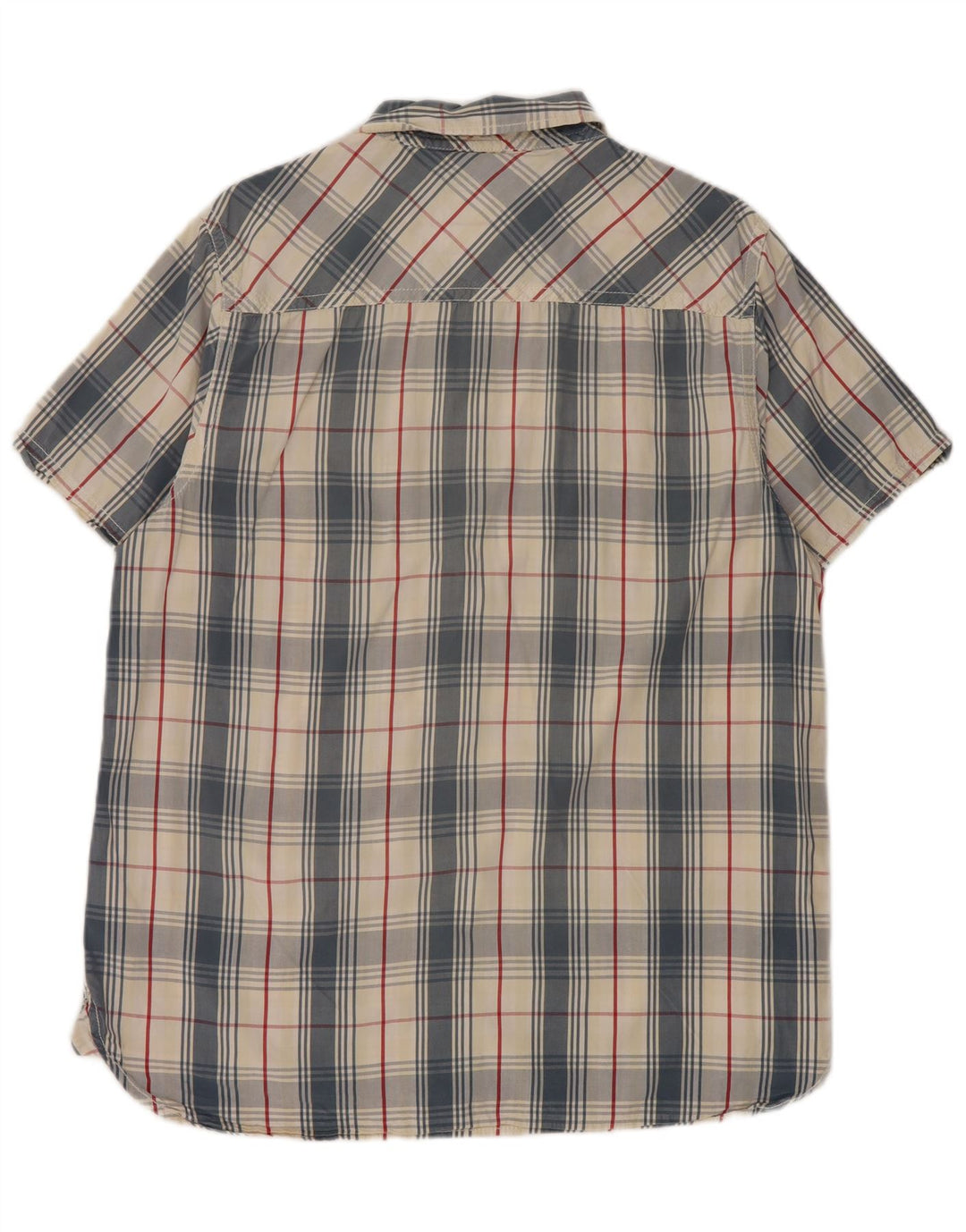 Weird Fish Chemise à manches courtes pour homme en coton à carreaux bleus