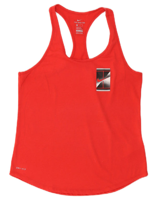 Nike Femme Dri Fit Débardeur UK 12 Rouge Moyen Polyester
