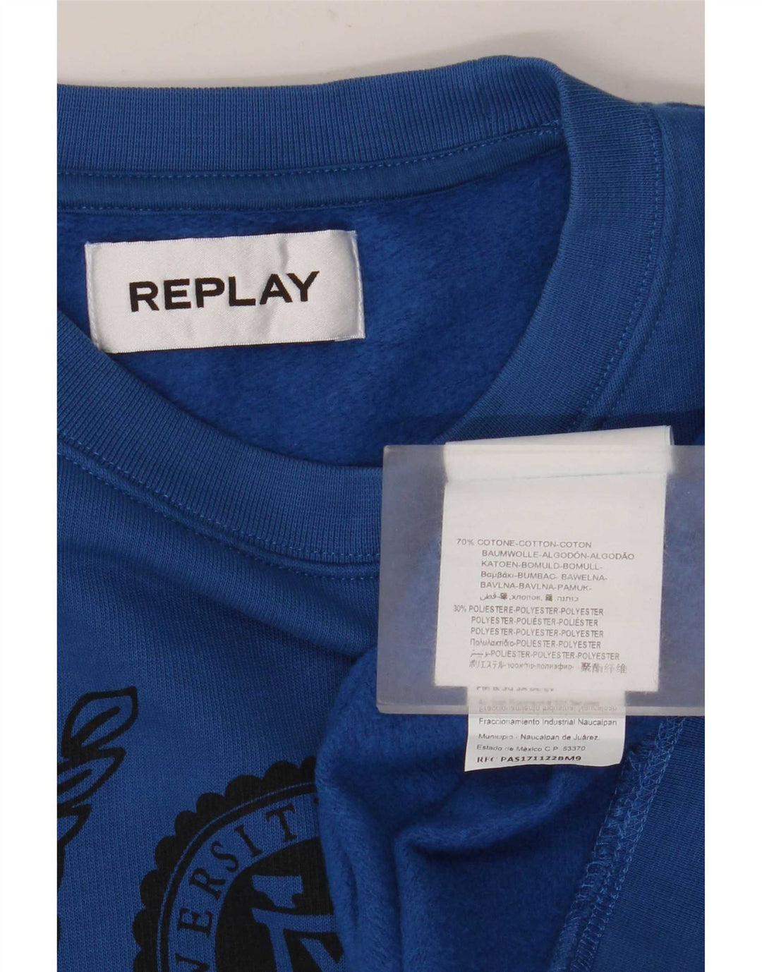 Replay Sweat-Shirt Graphique Homme XL Bleu Coton