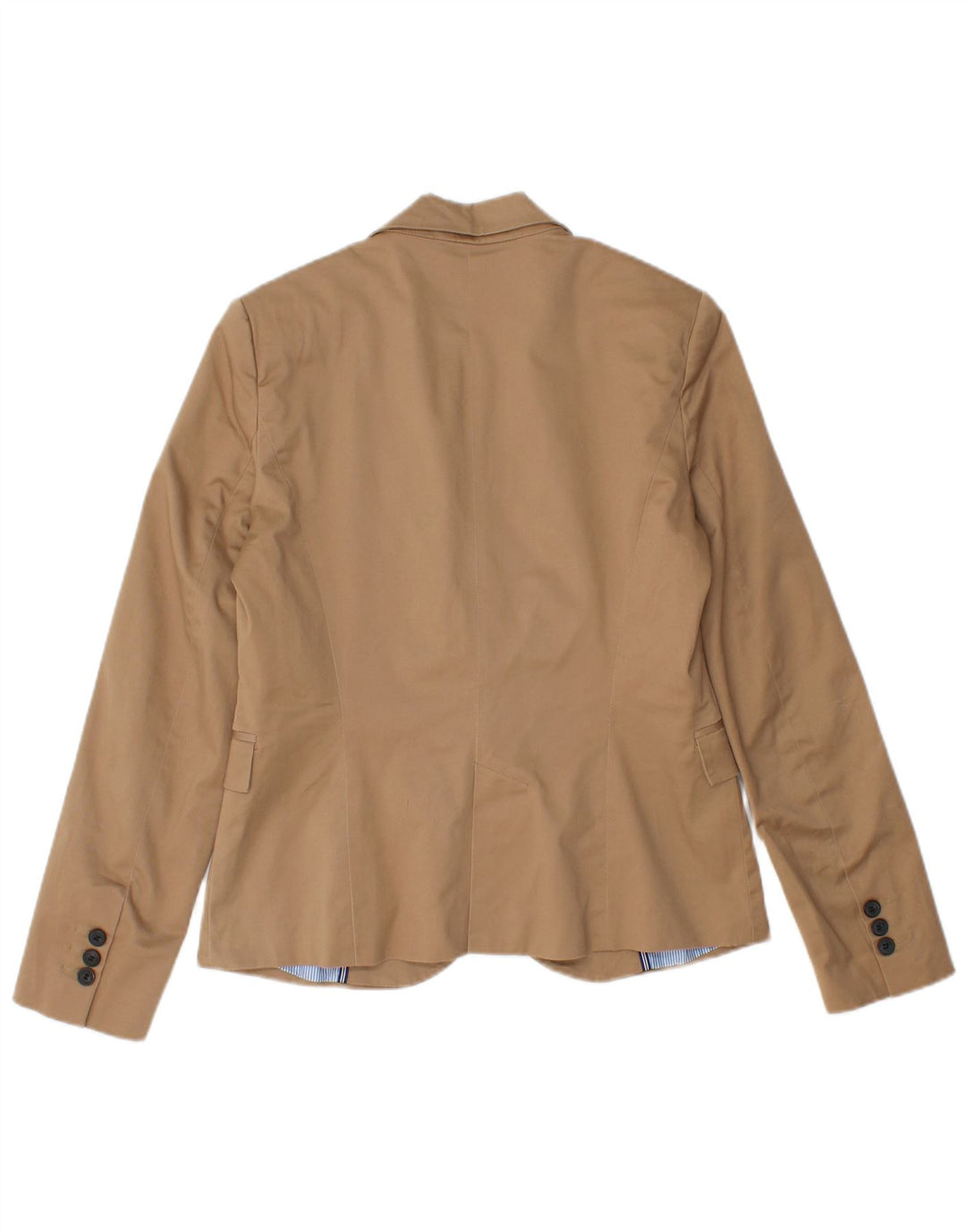 ZARA Femme 1 Bouton Blazer Veste UK 14 Large Marron Coton