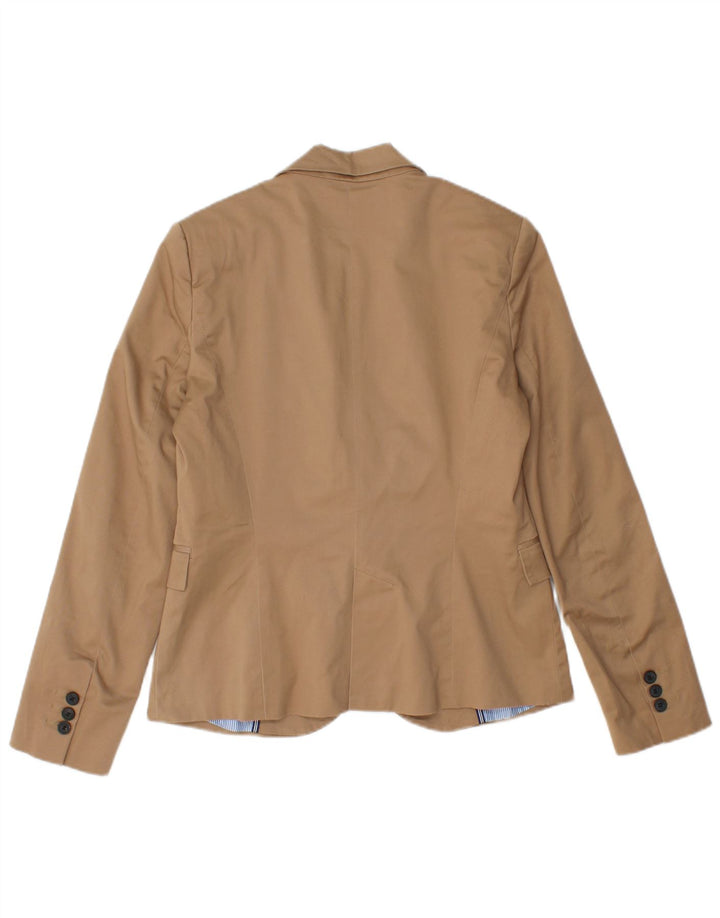 ZARA Femme 1 Bouton Blazer Veste UK 14 Large Marron Coton