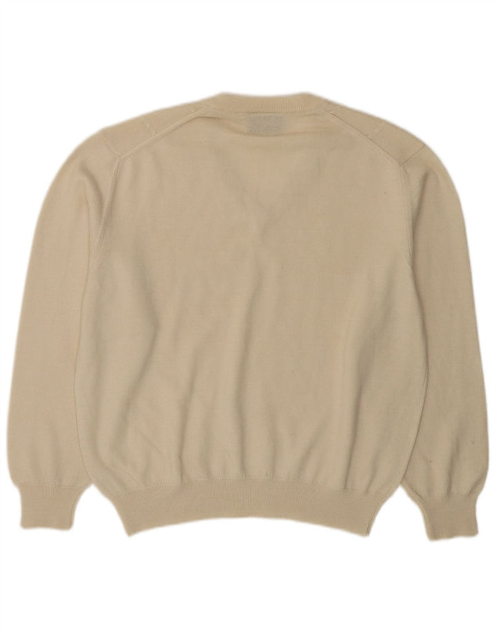 BIBO Femme Pull Col V IT 50 XL Laine Blanc Cassé