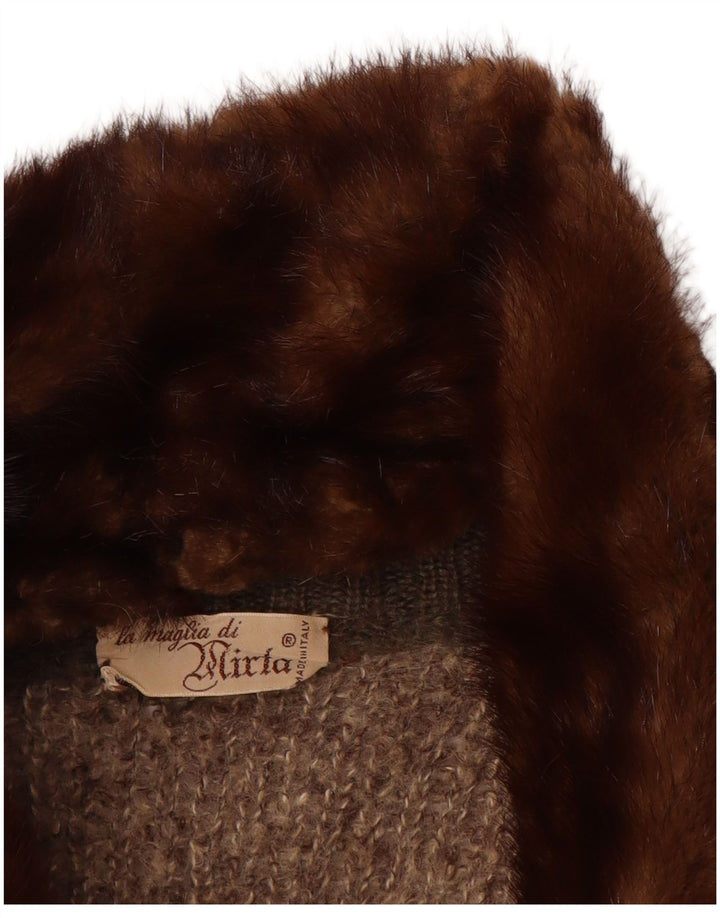 VINTAGE Pull Cardigan Femme UK 18 XL Marron