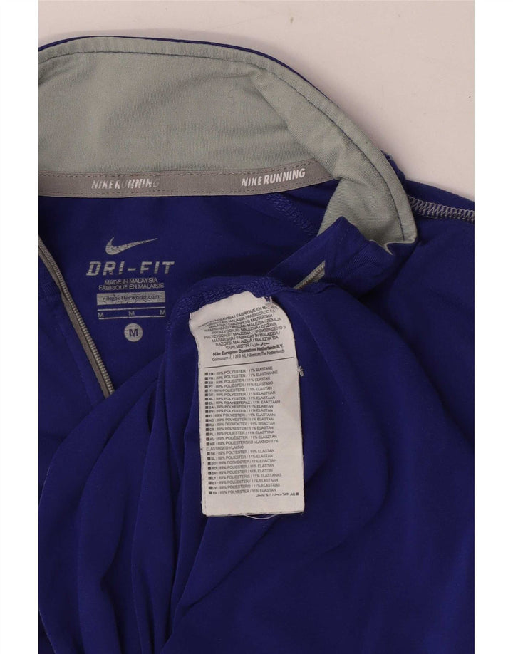 Nike Haut de survêtement Dri Fit Zip Neck pour femme UK 12 Bleu moyen