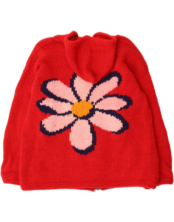 vintage Femmes Graphique Cardigan à capuche Pull UK 22 3XL Rouge Floral