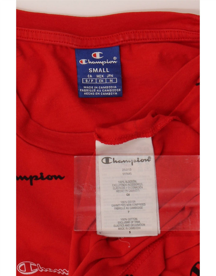 CHAMPION Mens Graphic T-Shirt Top Small Red Cotton