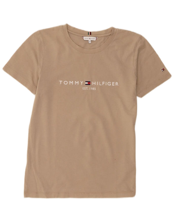 Tommy Hilfiger T-shirt graphique pour femme UK 6 XS Beige Coton