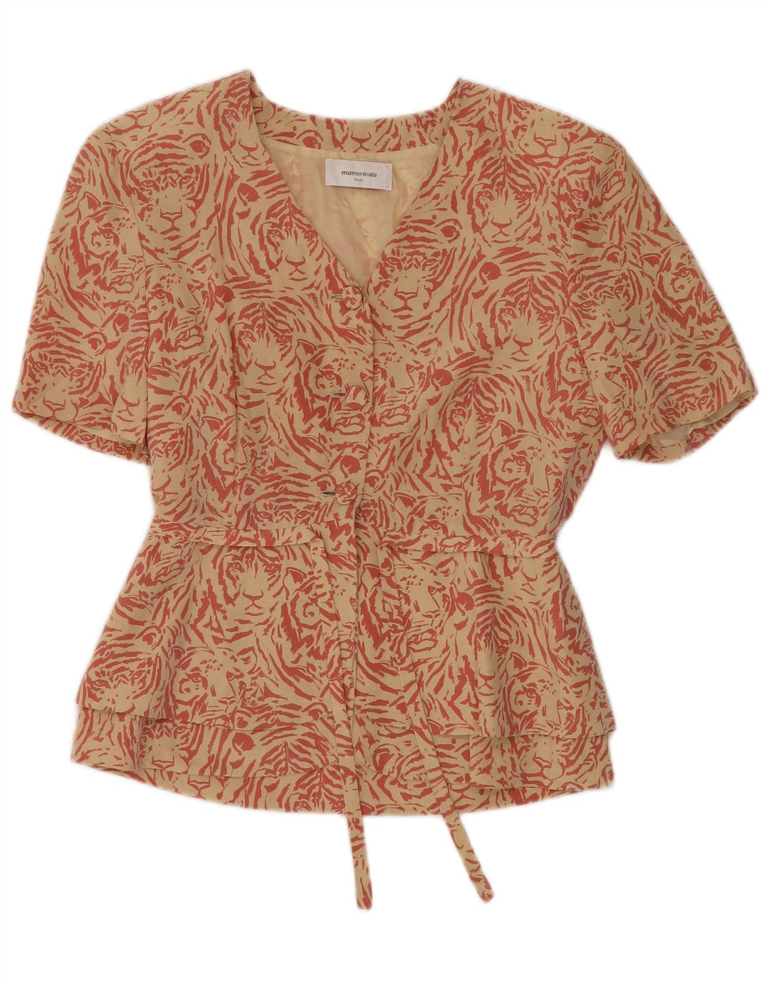 MARCO TESTA Veste Blazer 3 Boutons Femme IT 42 Beige Moyen Imprimé Animal