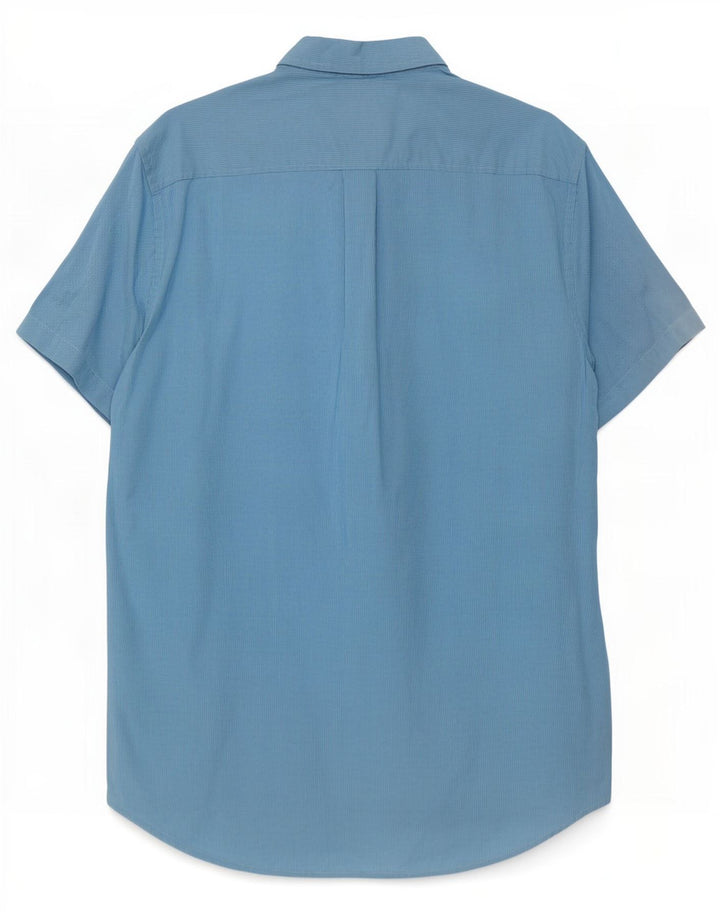 Superdry Chemise à Manches Courtes Regular Fit Homme Bleu Moyen Pied-de-Poule Coton