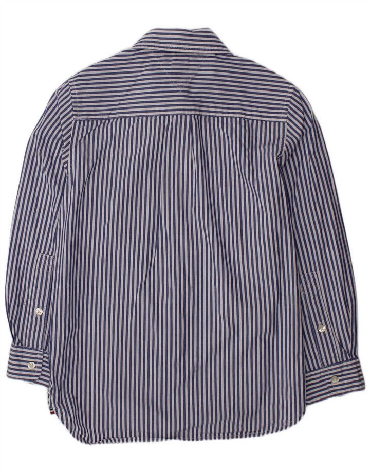 TOMMY HILFIGER Boys Shirt 6-7 Years Small Blue Striped Cotton