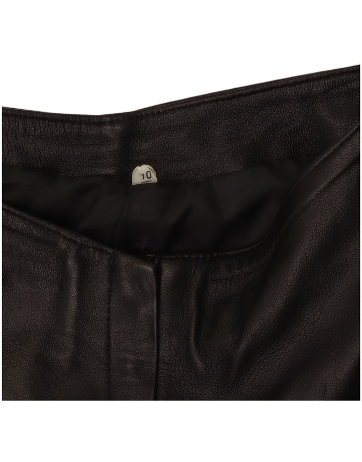 VINTAGE Pantalon en cuir femme UK 10 Small W27 L31 Noir