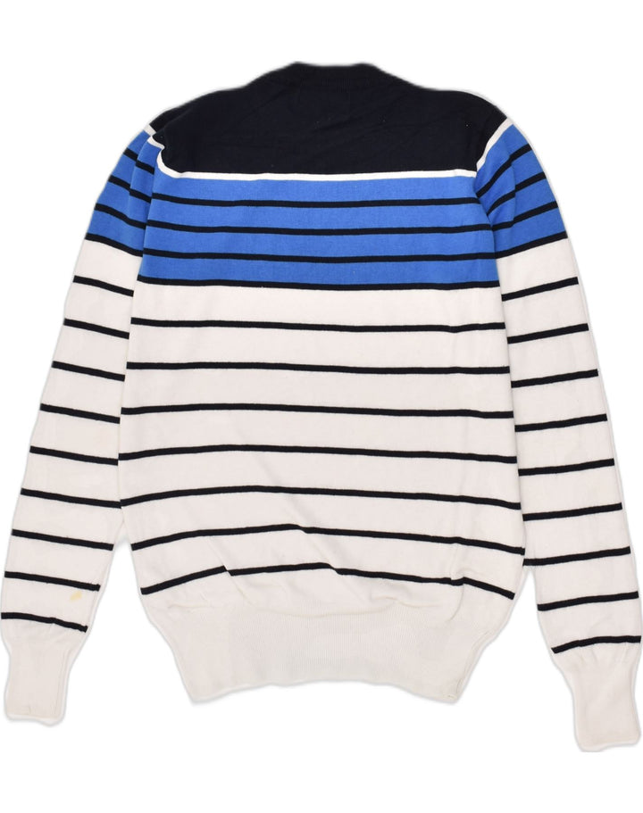 PULL & BEAR Mens Crew Neck Jumper Sweater Medium White Striped Cotton | Vintage Pull & Bear | Thrift | Second-Hand Pull & Bear | Used Clothing | Messina Hembry 