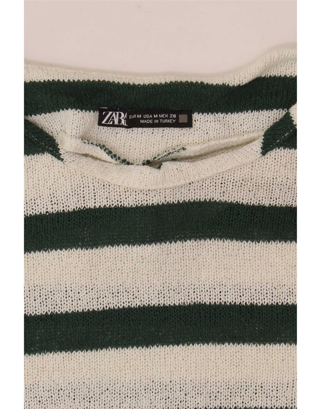 Zara Womens T-Shirt Top UK 14 Moyen Blanc Rayé