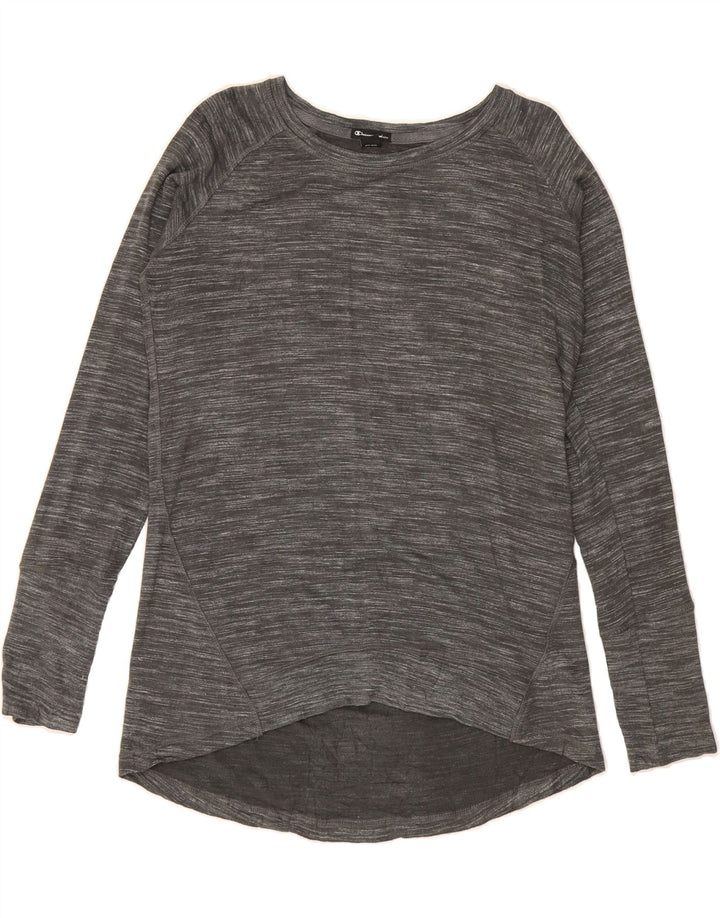 CHAMPION Womens Top Long Sleeve UK 14 Medium Grey Flecked Rayon Vintage Champion and Second-Hand Champion from Messina Hembry 
