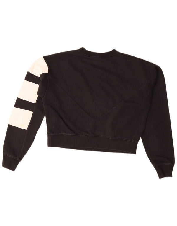 Adidas Womens Crop Sweatshirt Jumper UK 10 Petit Noir Colorblock