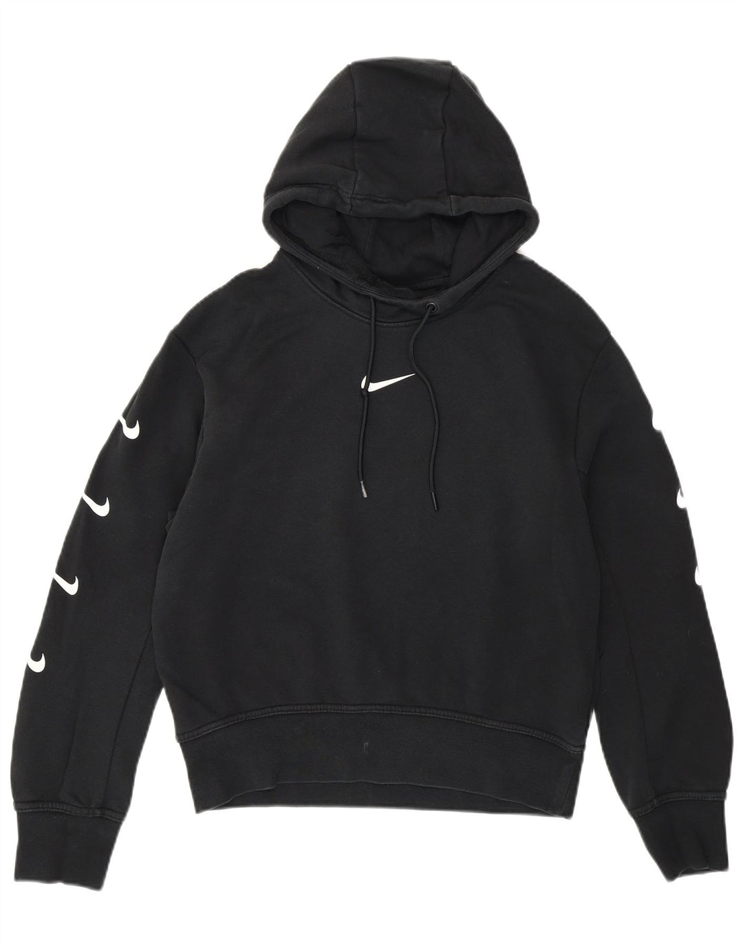 Nike Pull à capuche graphique pour femme UK 14 en coton noir moyen