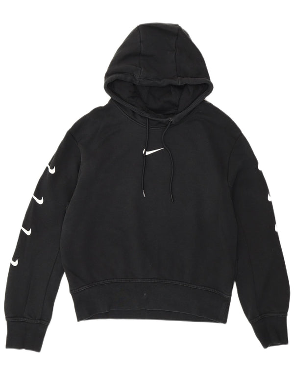 Nike Pull à capuche graphique pour femme UK 14 en coton noir moyen