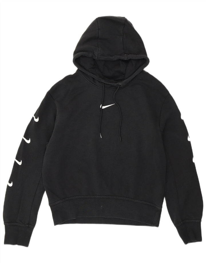 Nike Pull à capuche graphique pour femme UK 14 en coton noir moyen