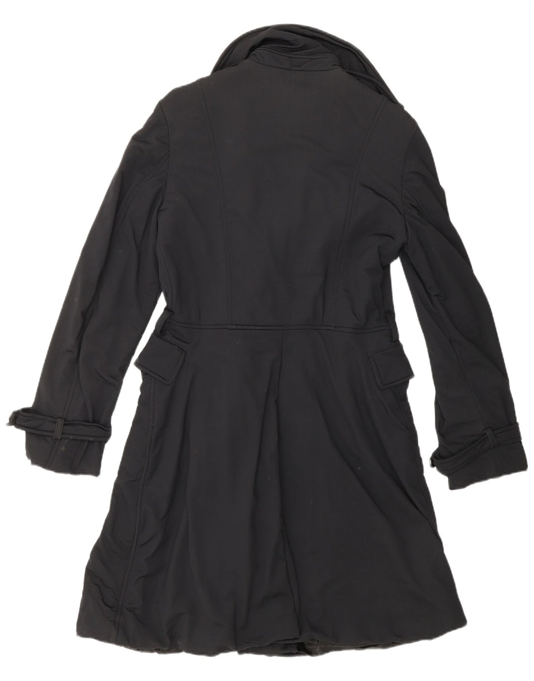 GAS Trench-Coat Double Boutonnage Femme UK 10 Petit Noir Polyamide