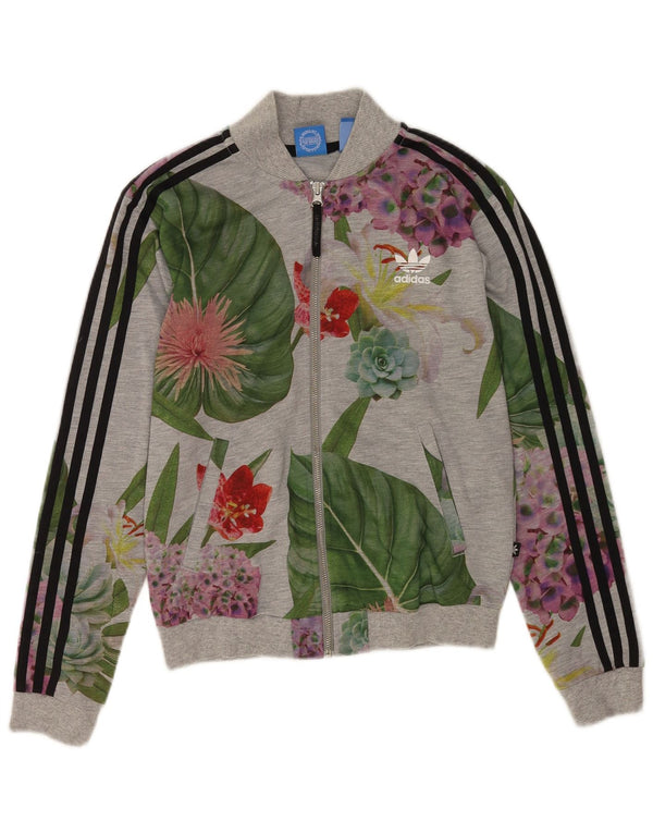 Adidas Veste de survêtement graphique pour femme UK 10 Petit gris floral