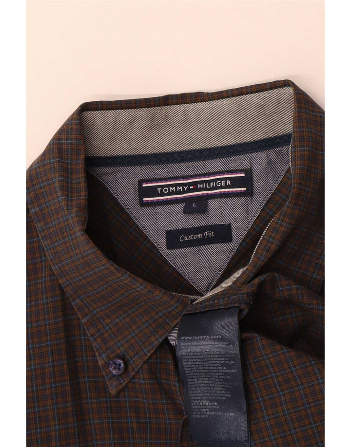 Tommy Hilfiger Chemise sur mesure pour homme en coton à carreaux marron