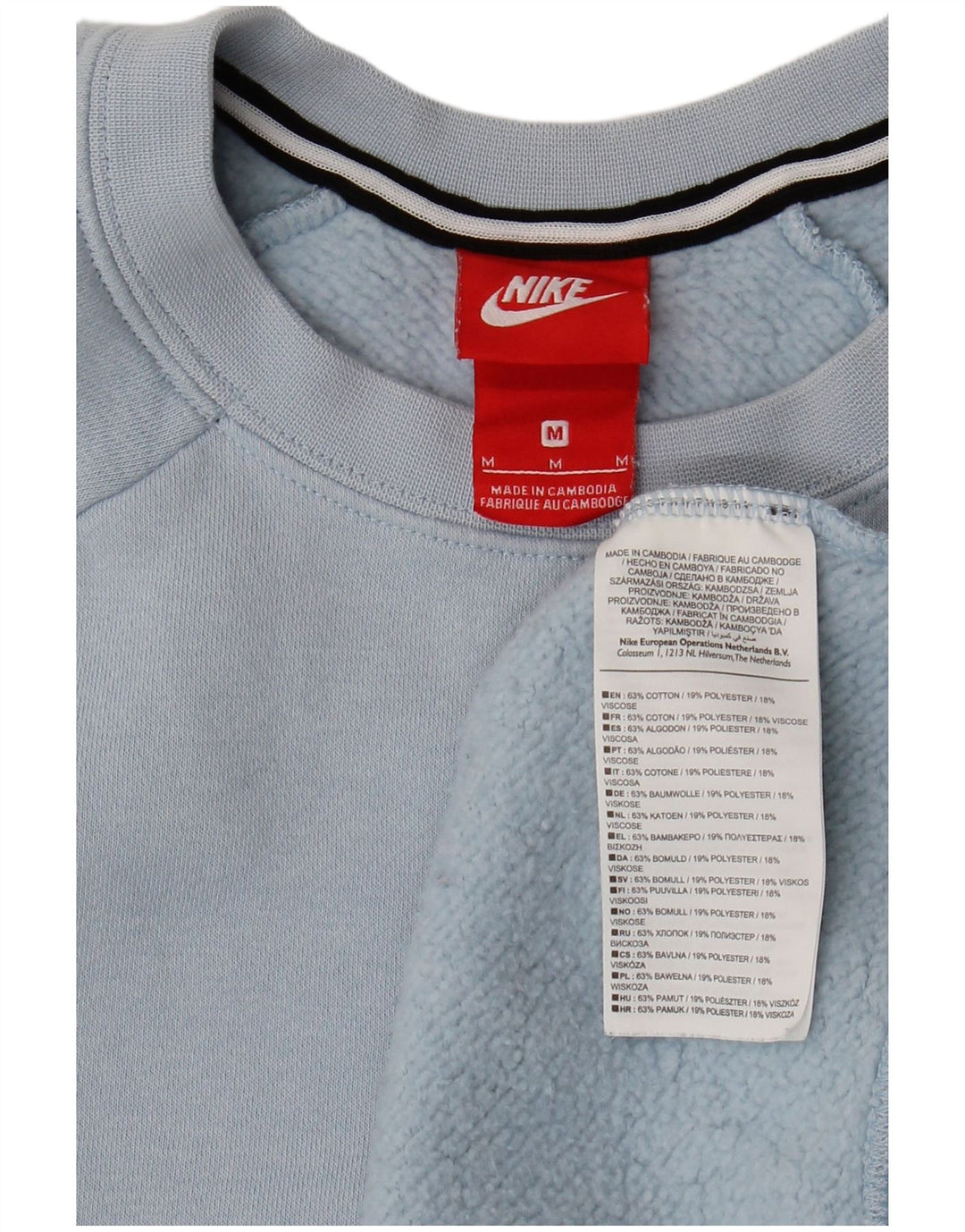 NIKE Sweat-shirt coupe ample pour femme UK 14 Bleu moyen Coton