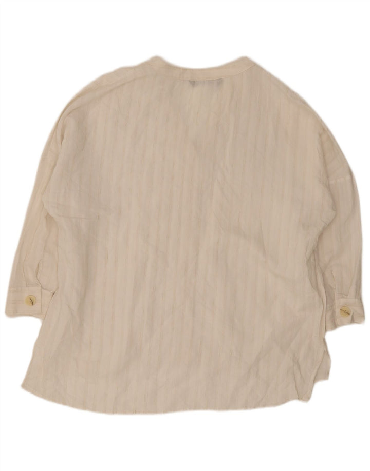 Zara Chemisier surdimensionné à manches 3/4 pour femme UK 16 Large Blanc Rayé