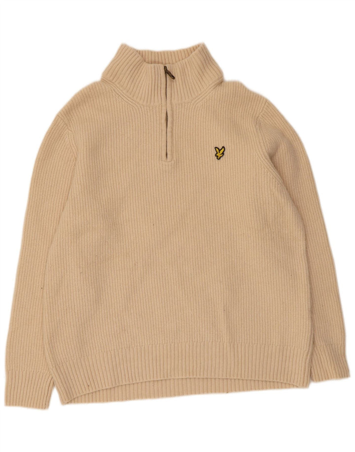 Lyle & Scott Pull col zippé pour homme XL Beige