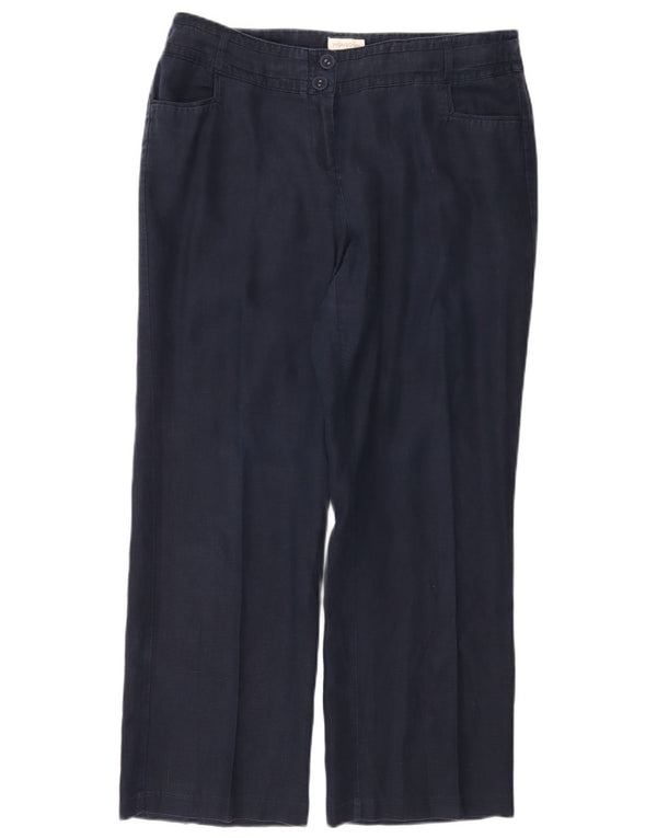 Monsoon Pantalon décontracté à jambe large pour femme UK 16 Large W36 L29 Bleu marine Lin